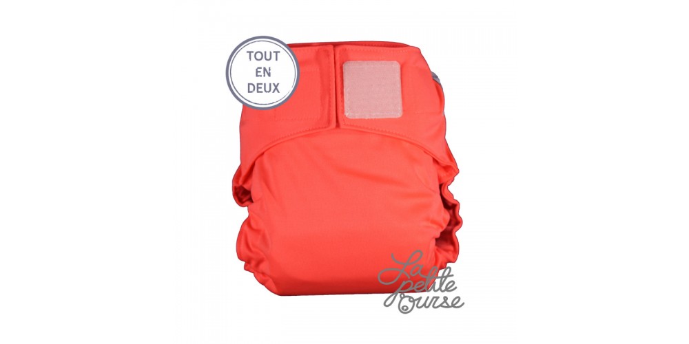 La Petite Ourse- Couche tout-en-2- Velcro- Orange fluo- Sans inserts